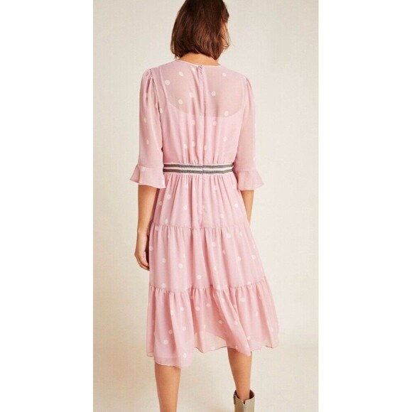 NWT Anthro Gal Meets Glam Finley Tiered Polka Dot Midi Dress Size 0 Petite - Picture 2 of 12